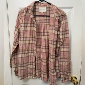 NWOT Aeropostale Pink Cream Flannel Shirt